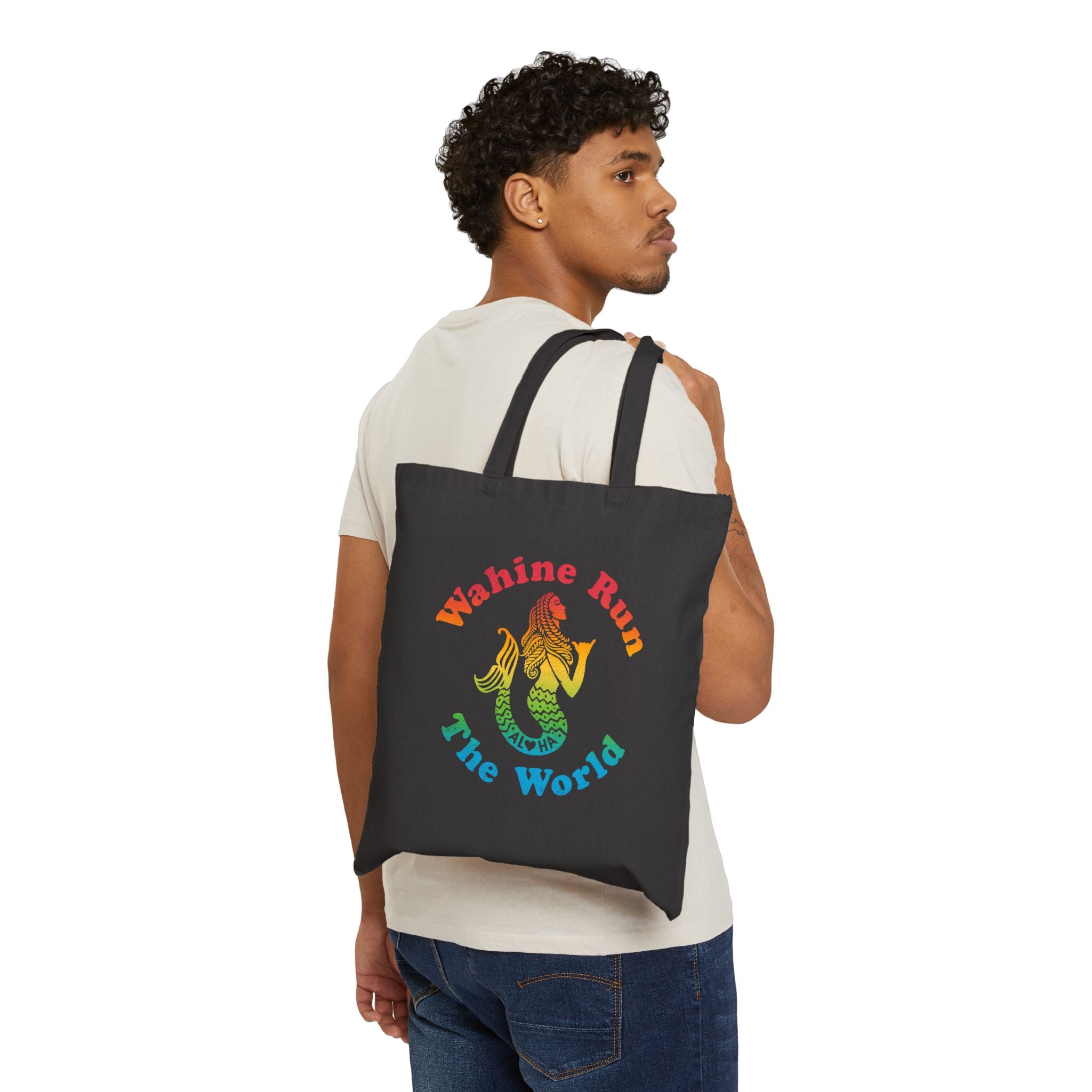 RAINBOW WAHINE Cotton Canvas Tote Bag