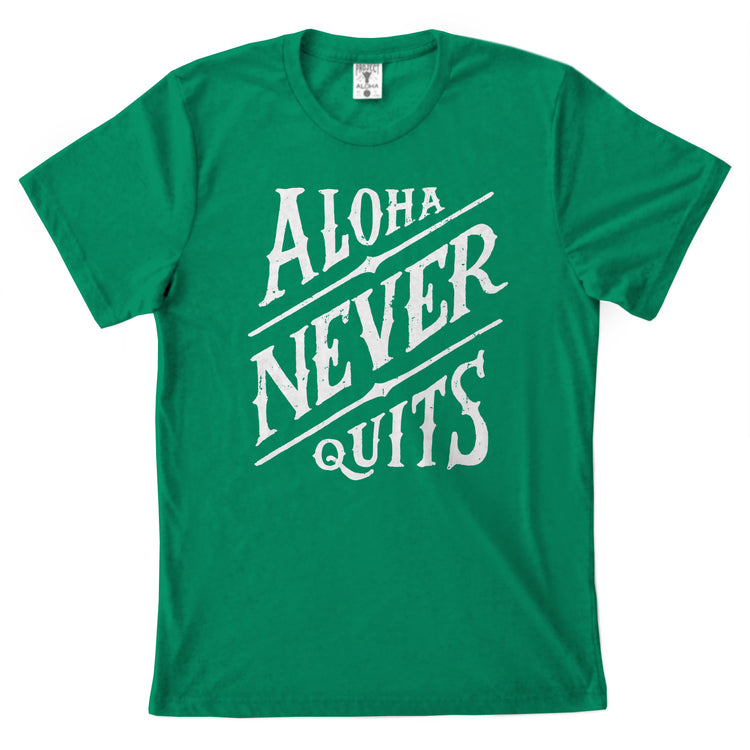 NEVER QUITS Unisex Green Tee
