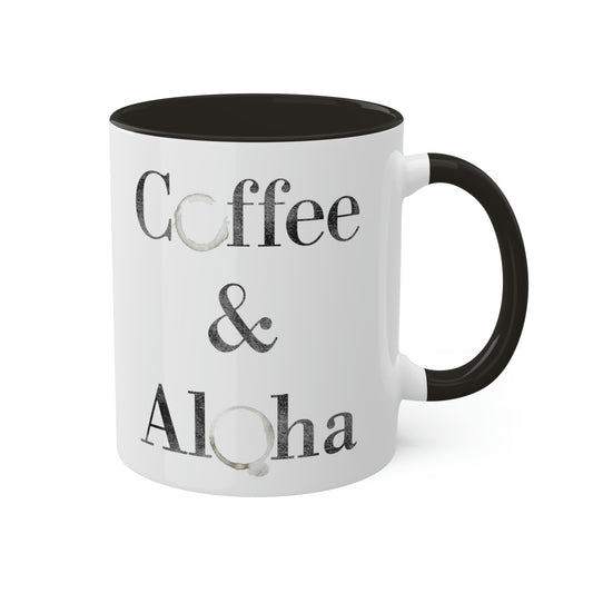 COFFEE & ALOHA Colorful Mugs, 11oz